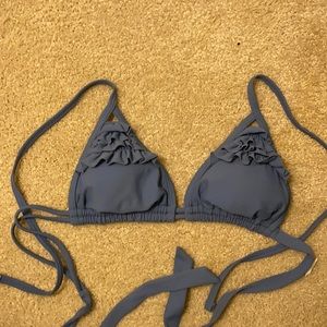 Blue ruffled bikini top